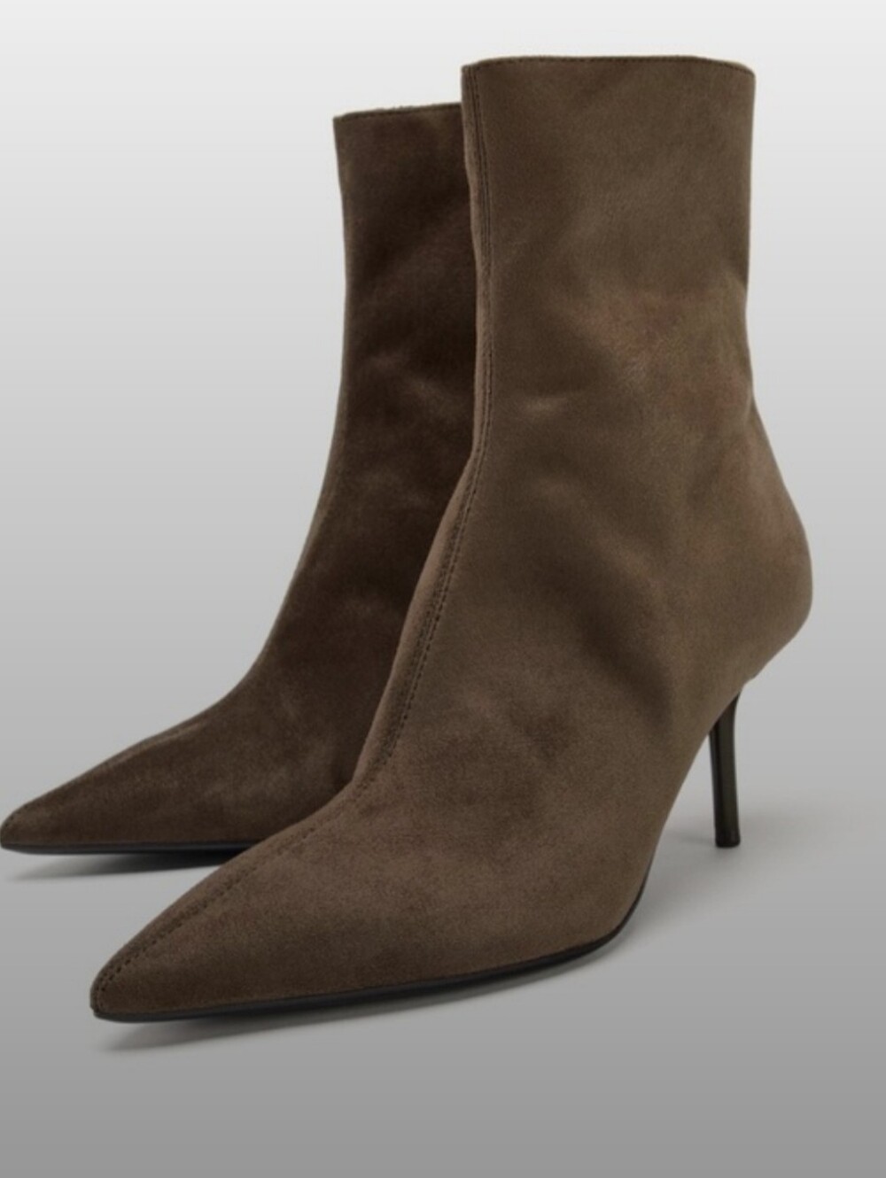 ZARA Brown Suede Pointed Stiletto Ankle Boots